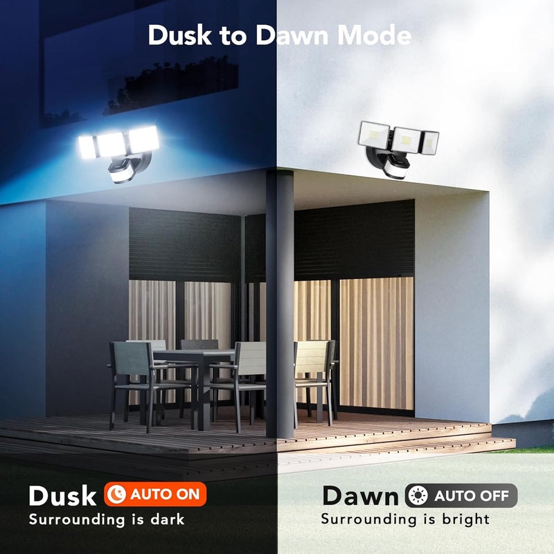 OREiN 2 Pack Motion Sensor Outdoor Flood Light, 30W 4500LM LED Security Light with 180° 40FT Detection, Dusk to Dawn/Auto/Test Modes, IP65 Waterproof Hardwired Floodlight for Yard, Garage, Driveway - Image 3